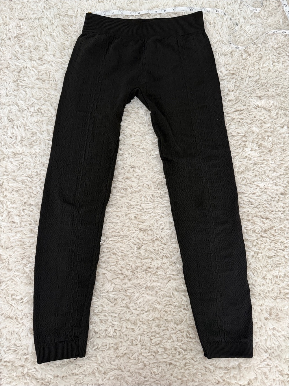 Poof! Black Cable-Knit Leggings